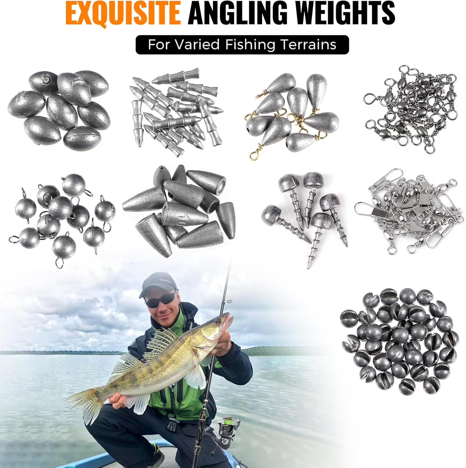 397Pcs Fishing Accessories Kit, Organized Fishing Tackle Box with Tackle Included, Fishing Hooks, Fishing Weights Sinkers, Swivels, Beads, Fishing