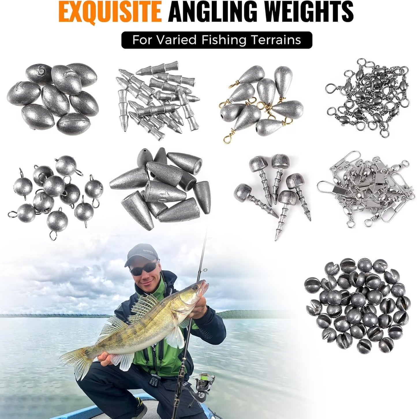 397Pcs Fishing Accessories Kit, Organized Fishing Tackle Box with Tackle Included, Fishing Hooks, Fishing Weights Sinkers, Swivels, Beads, Fishing Gear Set Equipment for Bass Trout