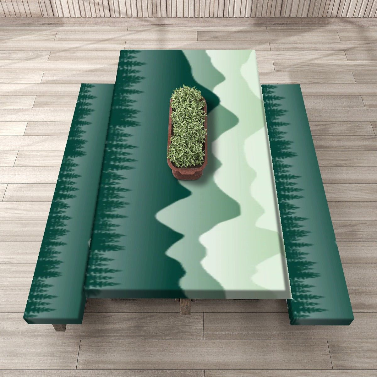 Mountain Range Outdoor Picnic Table Cover with Bench Covers (3 Piece Set)