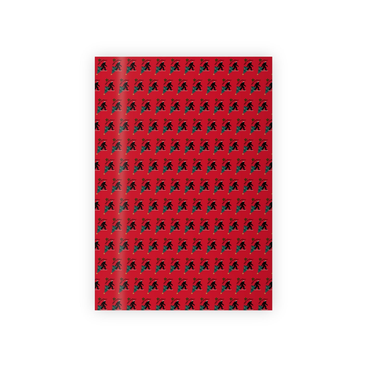 Merry Squatchmas Bigfoot - Wrapping Paper (Red)