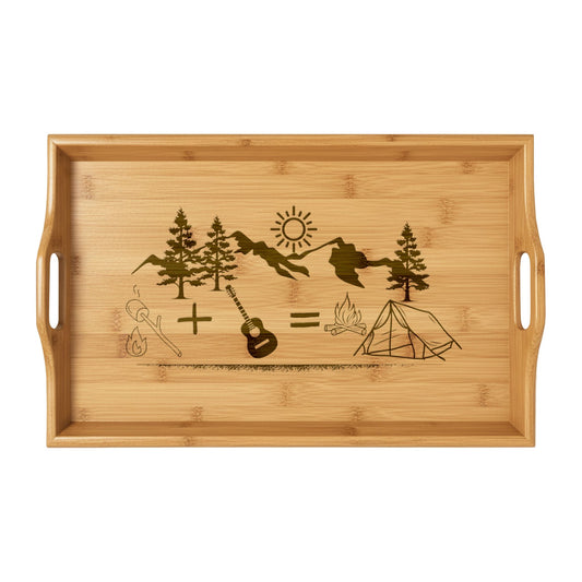 Engraved Bamboo Camping Serving Tray — Outdoor Picnic & Camp Kitchen Accessory