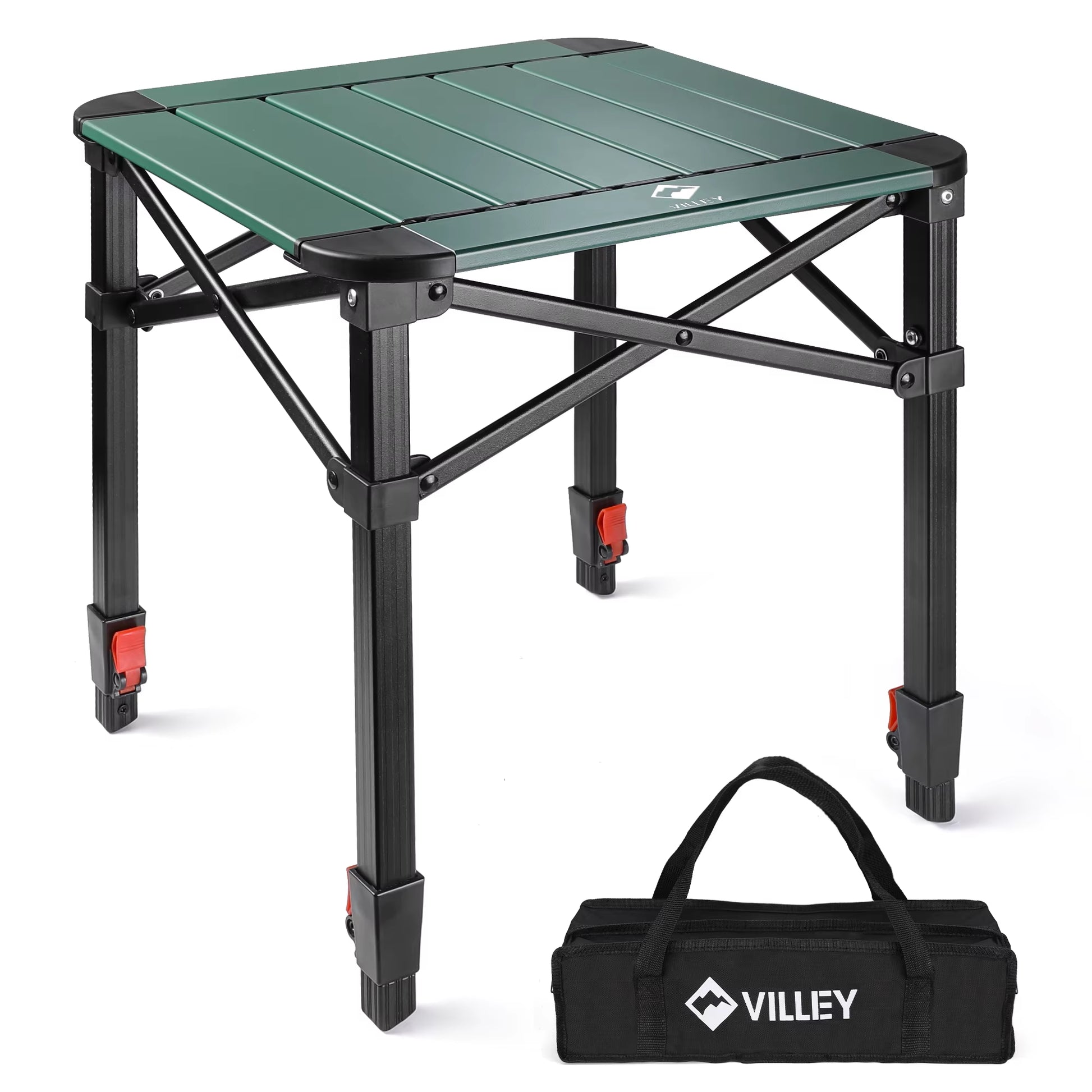 Folding Camping Square Table with Carry Bag, Lightweight Aluminum Adjustable Square Table for Outdoor, Camping, Picnic