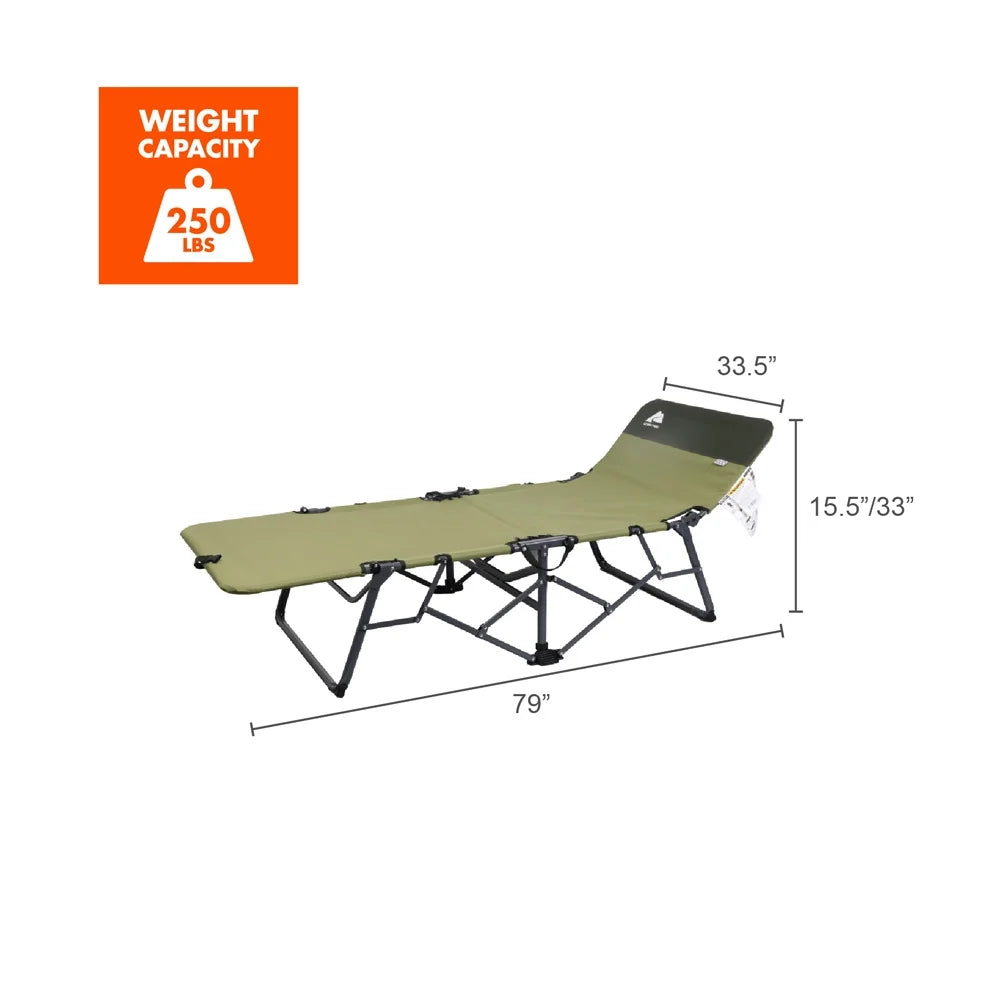 Adult Quick Fold Speedy Camp Cot, Green, 79"X 33" X 16"