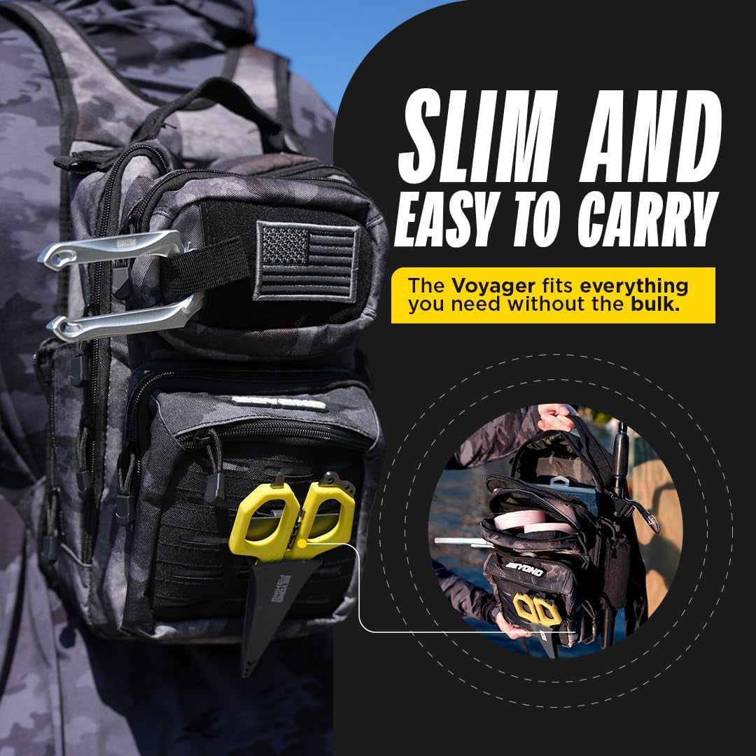 Beyond Fishing Tackle Backpack- the Voyager Tactical Fishing Storage Bag - Lightweight & Compact Bag for Fishing