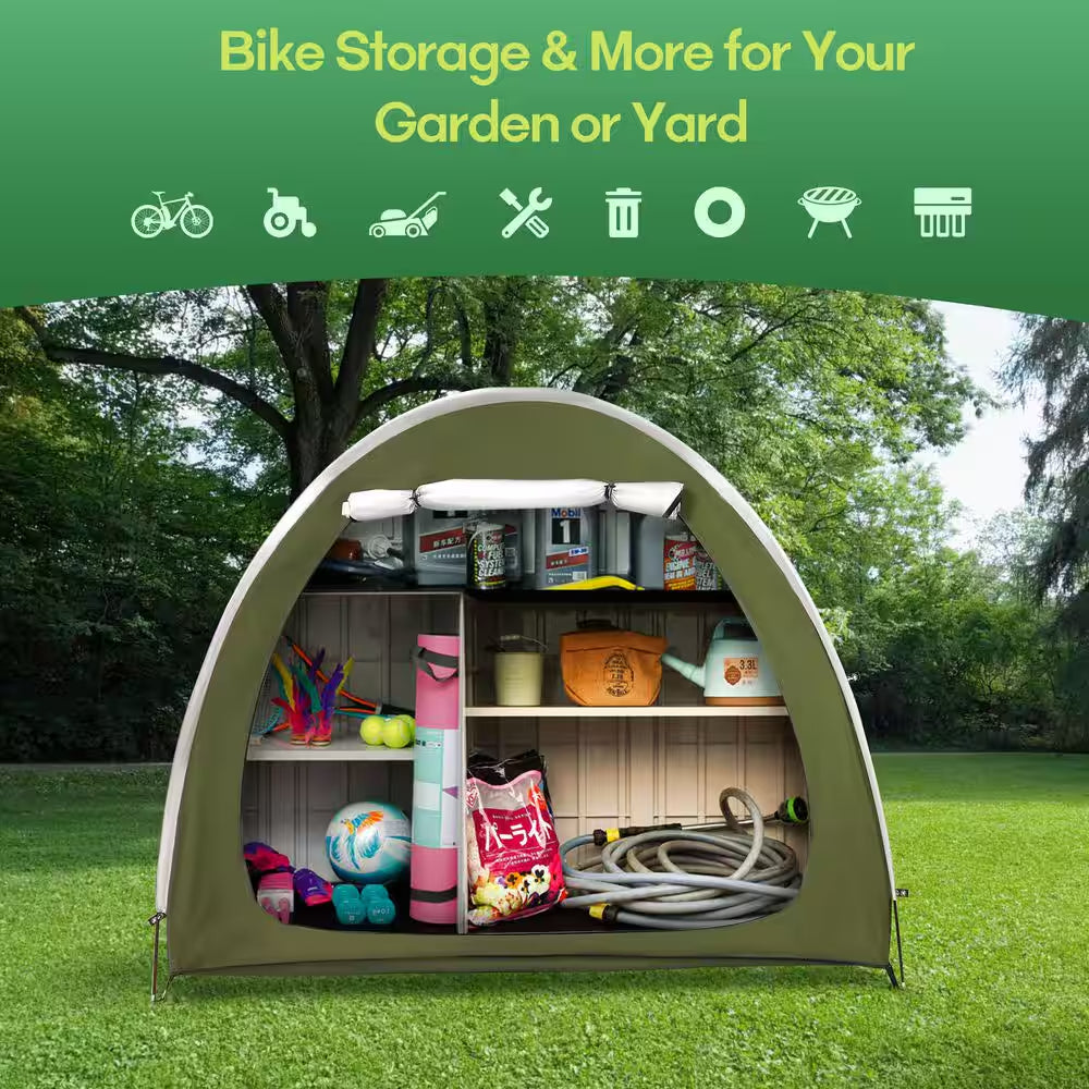Portable Foldable Outdoor Bike Storage Tent 6.5 Ft. X 2.7 Ft. for 2-3 Bikes Water-Resistant