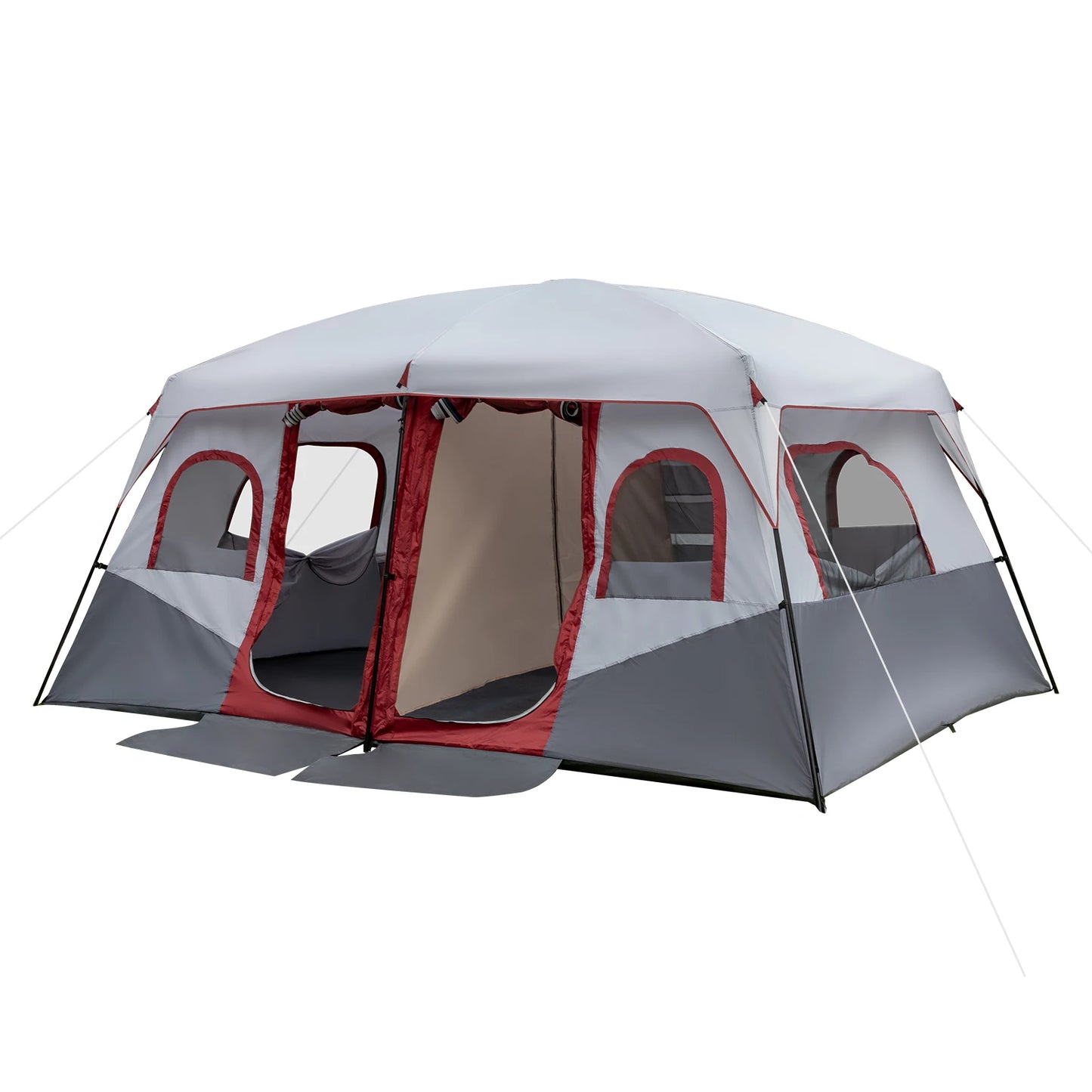 10 Person Family Cabin Tent, 2 Room with Storage Pockets for Camping Accessories