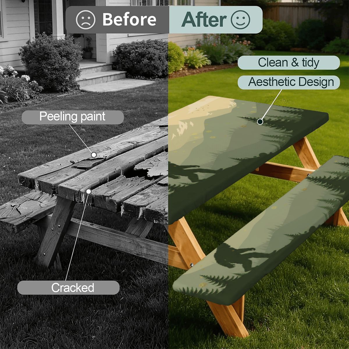 Bigfoot Picnic Table Cover with Bench Covers 5FT