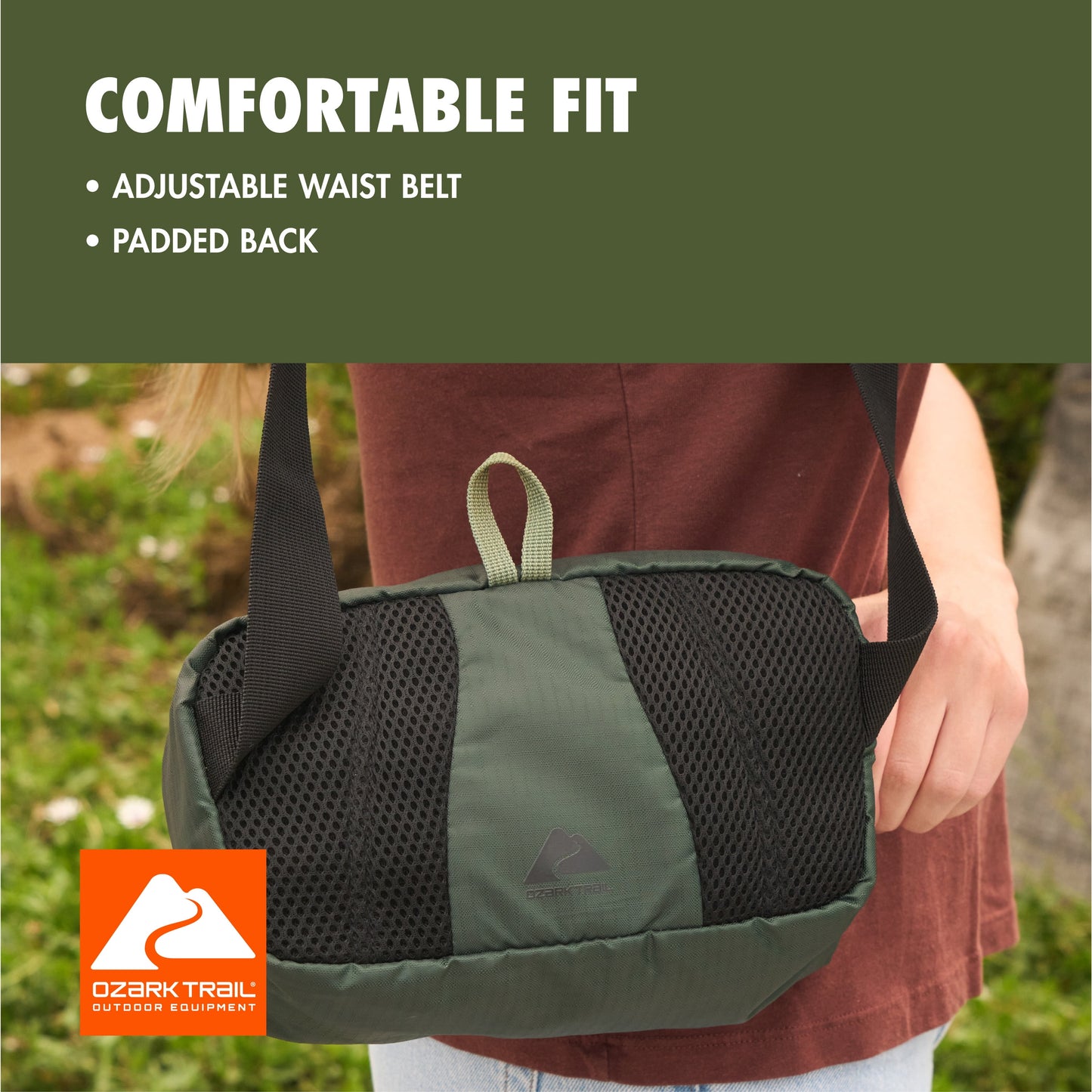 3.5 Ltr on Waist Pack, Green, Unisex, Polyester Zipper