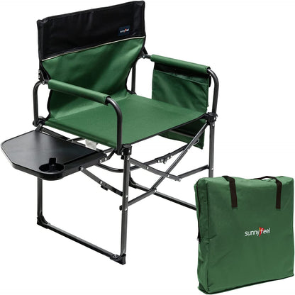 Camping Directors Chair, Heavy Duty,Oversized Portable Folding Chair with Side Table, Pocket for Beach, Fishing,Trip,Picnic,Lawn,Concert Outdoor Foldable Camp Chairs
