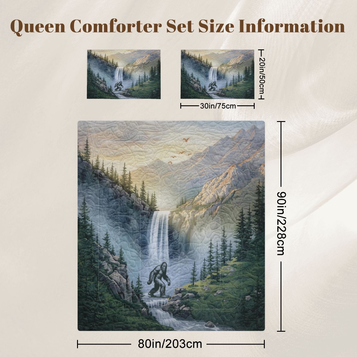 Bigfoot Waterfall Full Comforter - 3 PCS Set