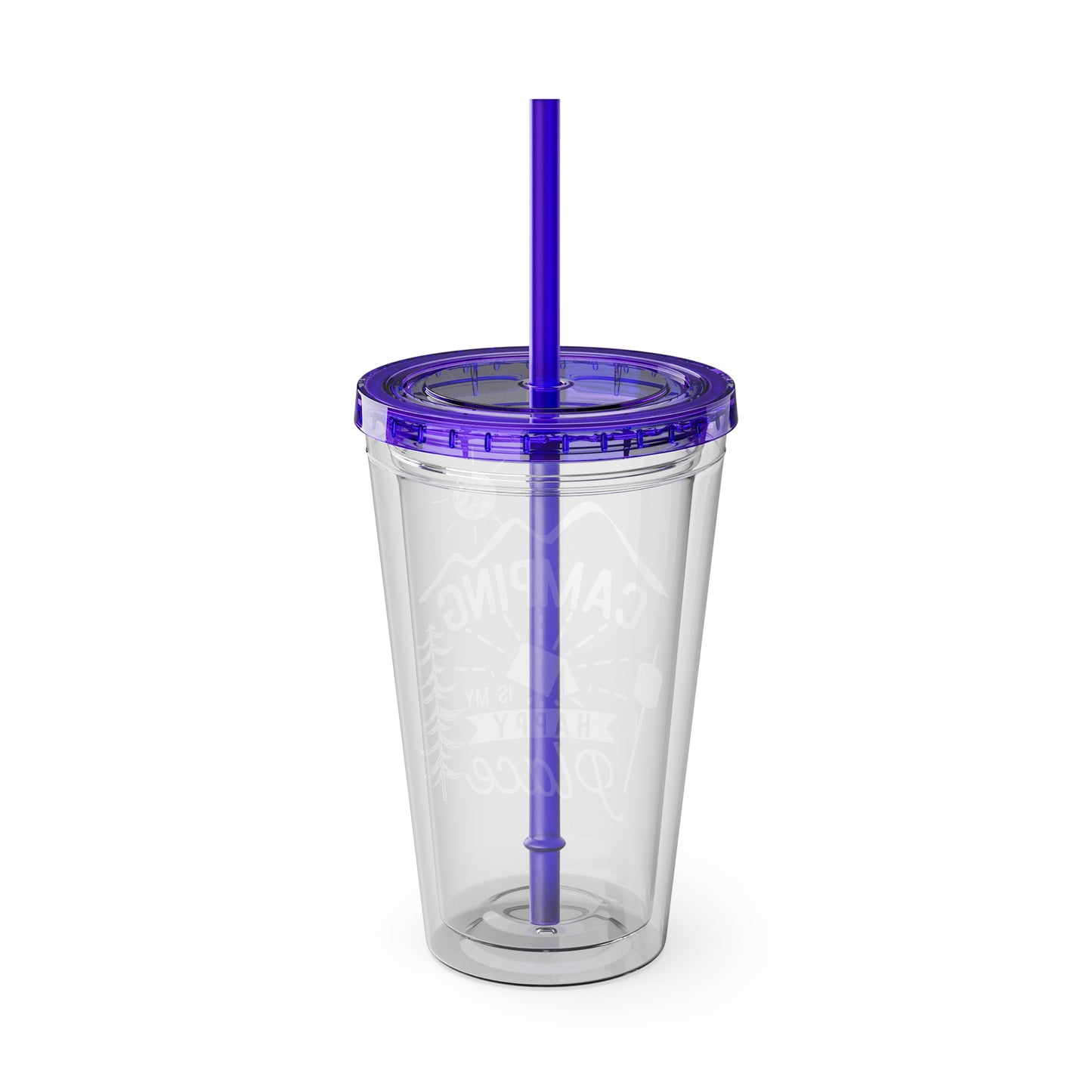 Camping is My Happy Place - Sunsplash Tumbler with Straw, 16oz