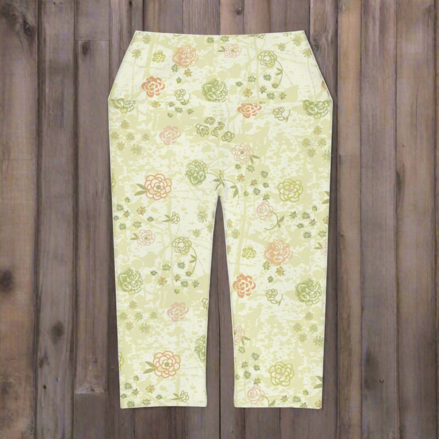 Yellow Flower Yoga Capri Leggings