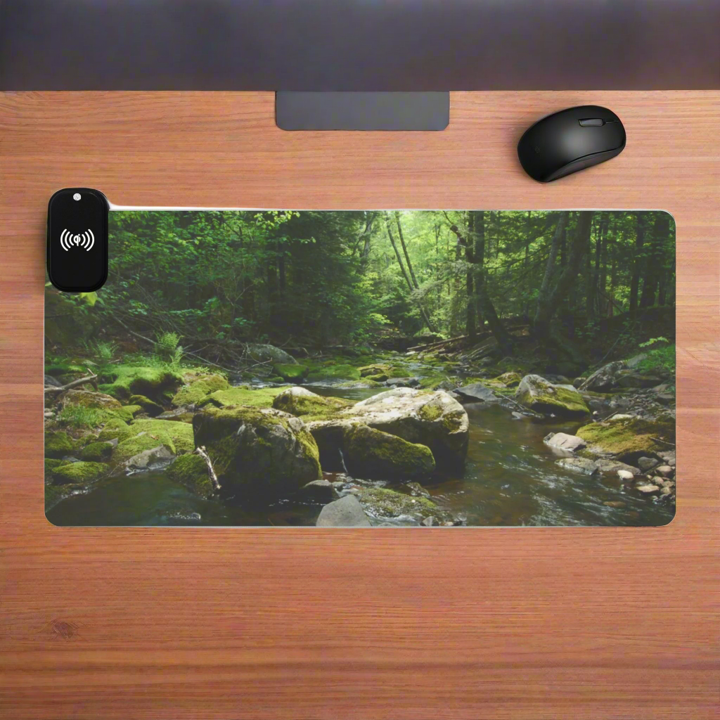 Walk In The Woods LED Gaming Mouse Pad, Wireless Charging