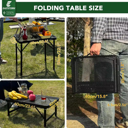 23.6 In. L X 15.8 In. W Black Rectangular Metal Outdoor Portable Folding Picnic Tables for Easy Storage, Small Size