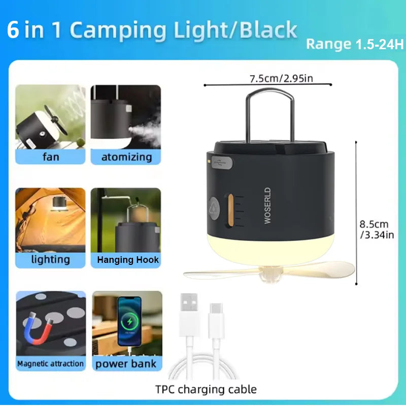 Electric Outdoor Portable LED Light with Ceiling Fan