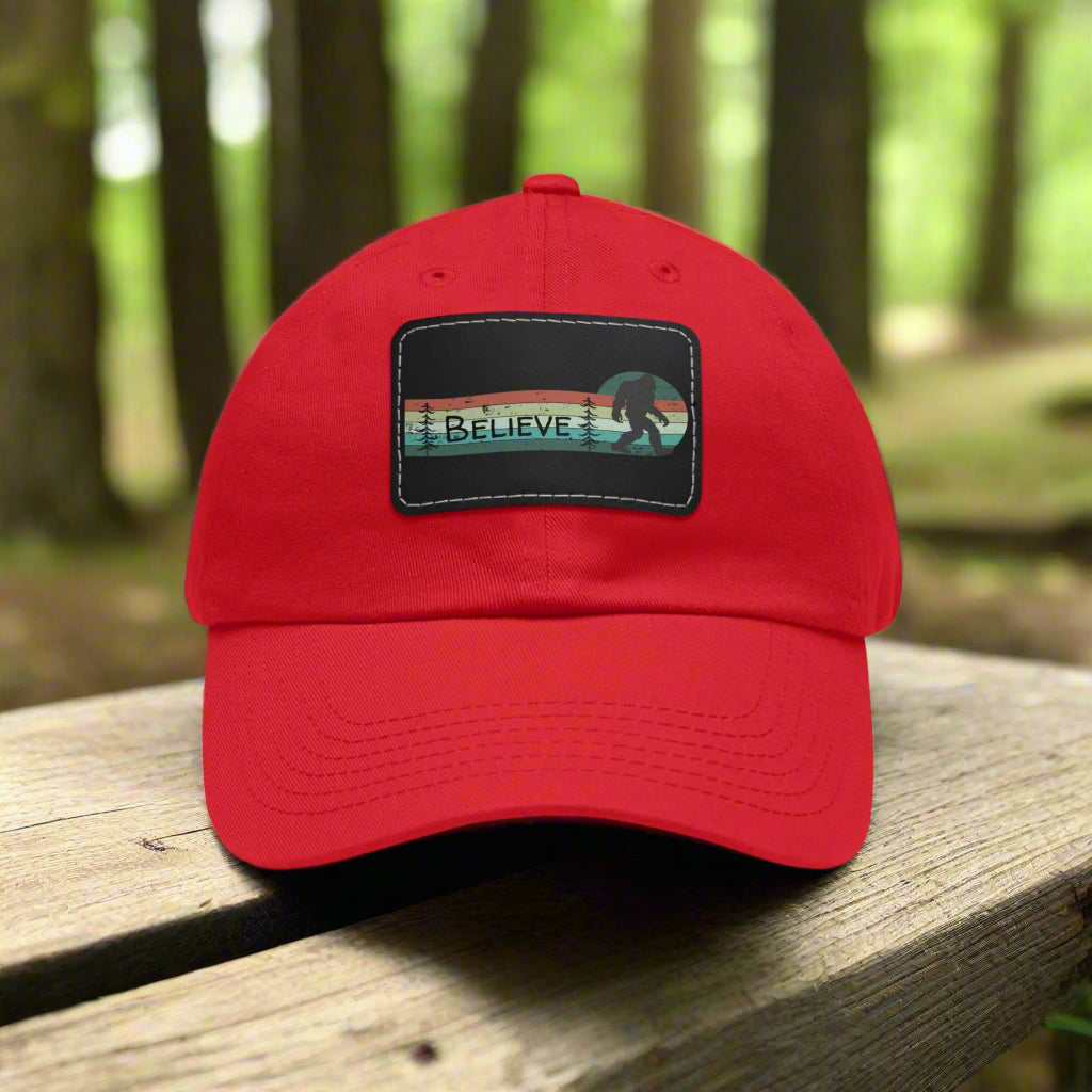 Bigfoot Believe - Hat with Leather Rectangle Patch