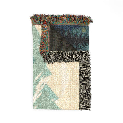 Bigfoot Mountain Woven Blanket — Sasquatch Scenic Throw for Camping & Cabin Décor