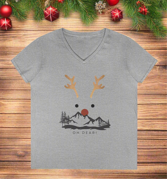 Oh Deer Ladies' V-Neck T-Shirt