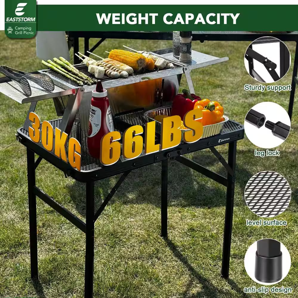 23.6 In. L X 15.8 In. W Black Rectangular Metal Outdoor Portable Folding Picnic Tables for Easy Storage, Small Size