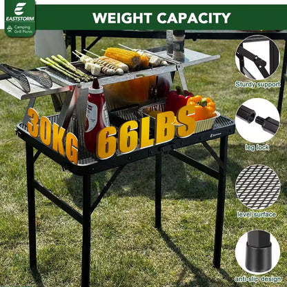 23.6 In. L X 15.8 In. W Black Rectangular Metal Outdoor Portable Folding Picnic Tables for Easy Storage, Small Size