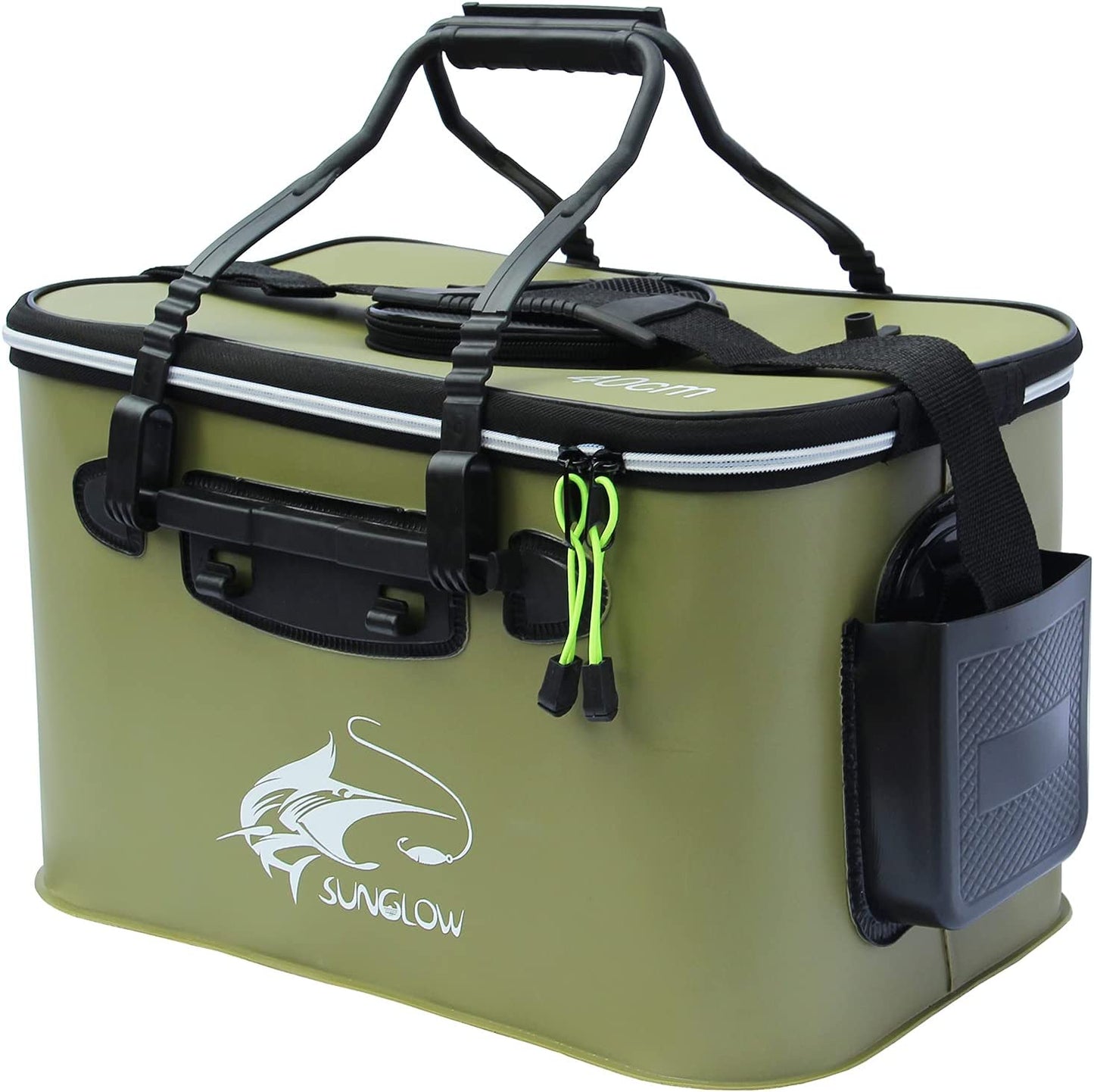 Fishing Bucket,Foldable Fish Bucket, Multi-Functional EVA Fishing Bag for Outdoor, Live Fish Lures Bucket and Fish Protection Bucket,10Gal/8Gal/6Gal/4.8Gal/3Gal Live Fish Container (10Gal/Black)