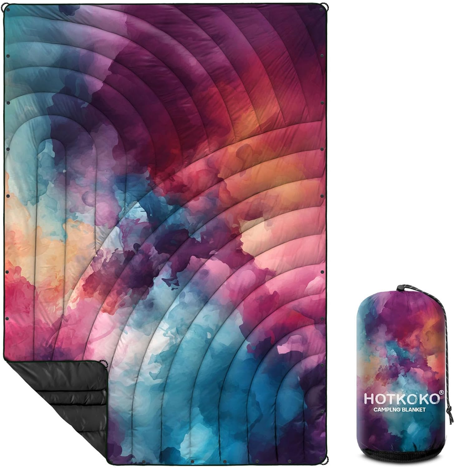 Camping Blanket,Lightweight Puffy Printed Camping Blanket Packable Outdoor Blanket for Camping,Traveling, Stadium, Hiking, Picnics