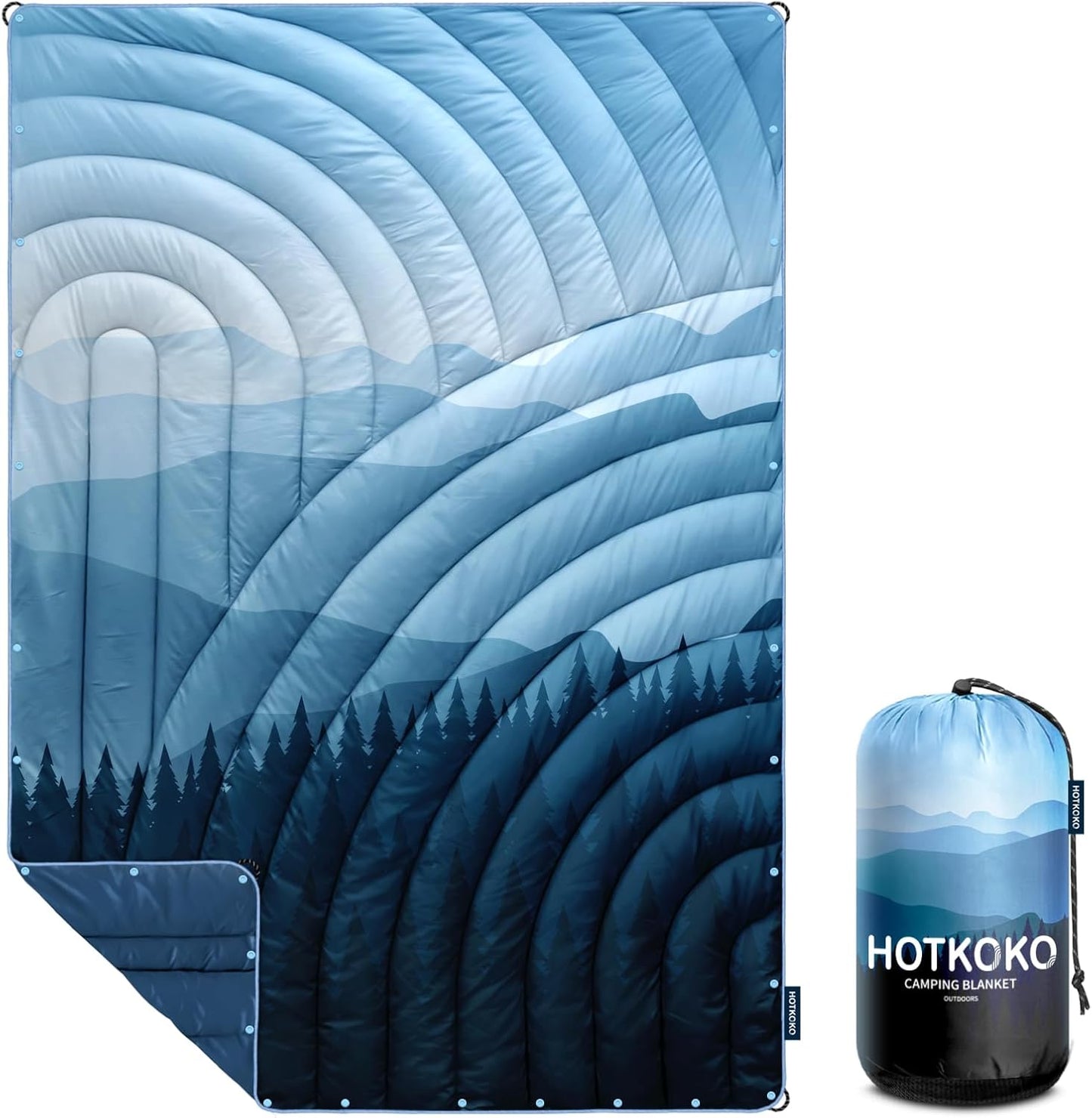 Camping Blanket,Lightweight Puffy Printed Camping Blanket Packable Outdoor Blanket for Camping,Traveling, Stadium, Hiking, Picnics