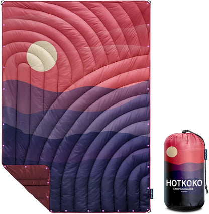 Camping Blanket,Lightweight Puffy Printed Camping Blanket Packable Outdoor Blanket for Camping,Traveling, Stadium, Hiking, Picnics