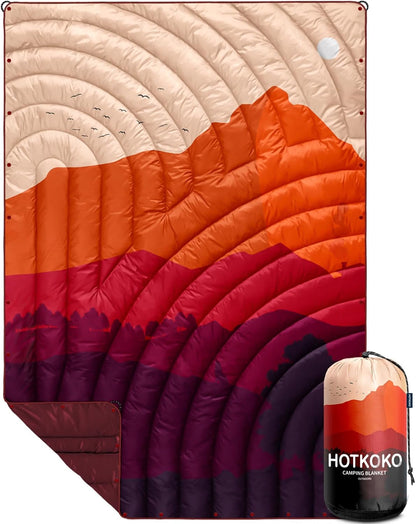 Camping Blanket,Lightweight Puffy Printed Camping Blanket Packable Outdoor Blanket for Camping,Traveling, Stadium, Hiking, Picnics