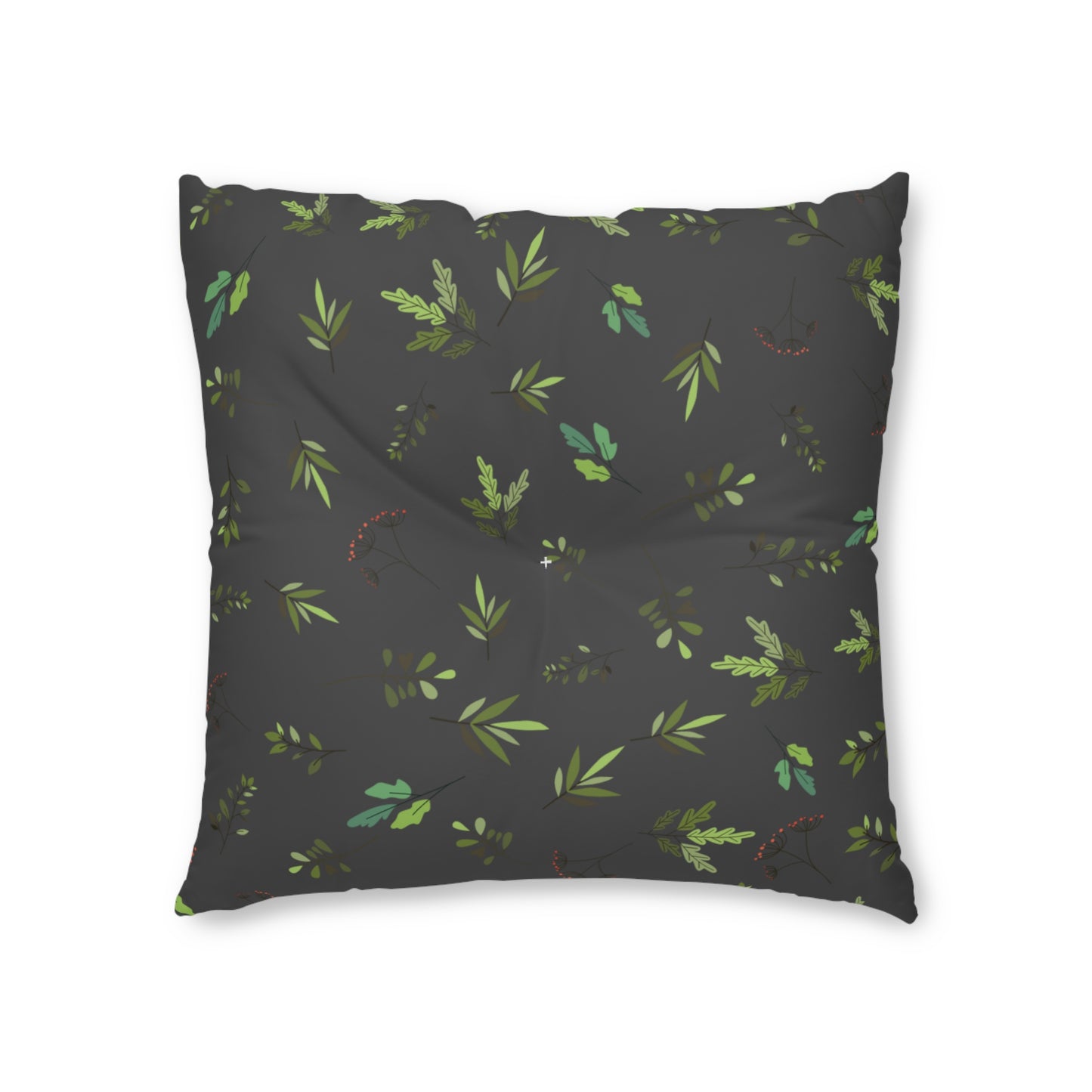 Square Floor Pillow - Green Leaves Design