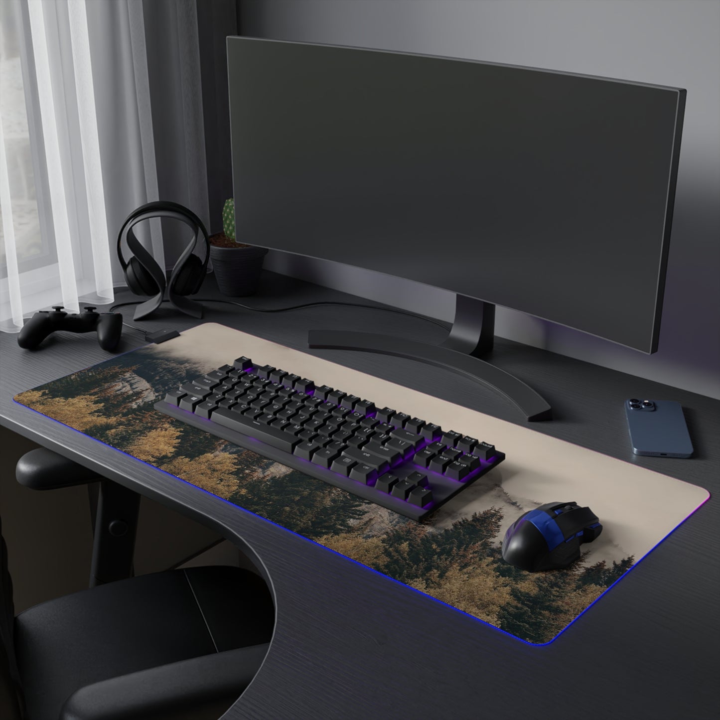 Gaming Mouse Pad - Fog Mountain LED Design