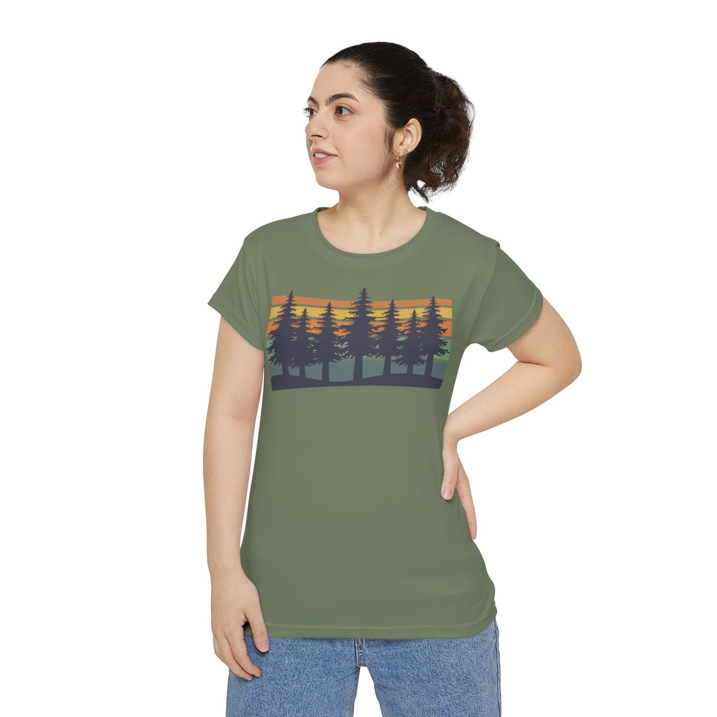 Nature Sunset Trees Women's Short Sleeve Shirt — Forest Silhouette Tee