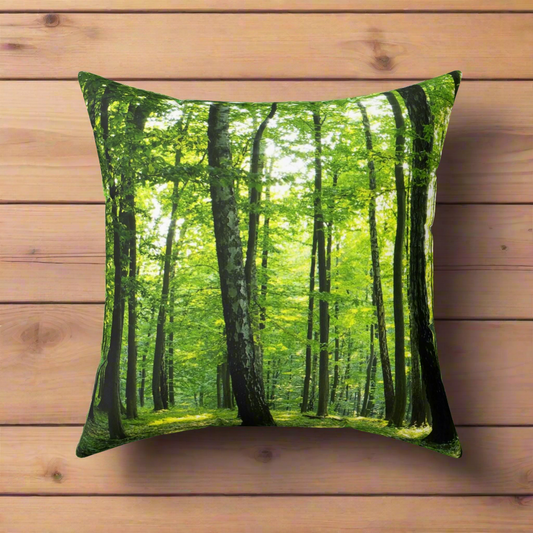 Sunrise Forest Spun Polyester Square Pillow