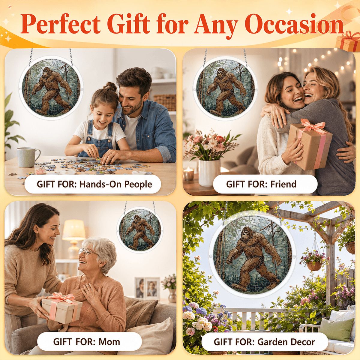 Bigfoot Mosaic Acrylic Puzzle Suncatcher