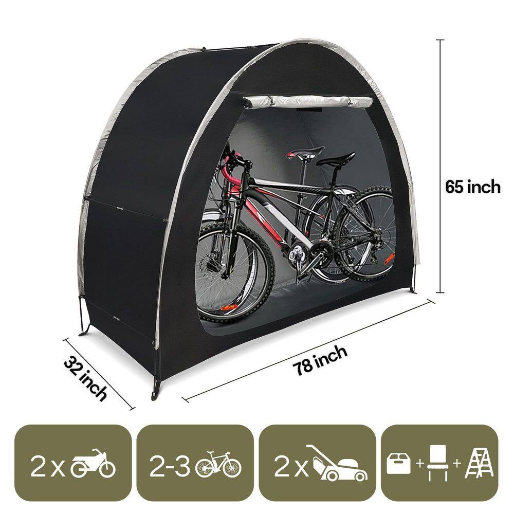 Portable Foldable Outdoor Bike Storage Tent 6.5 Ft. X 2.7 Ft. for 2-3 Bikes Water-Resistant