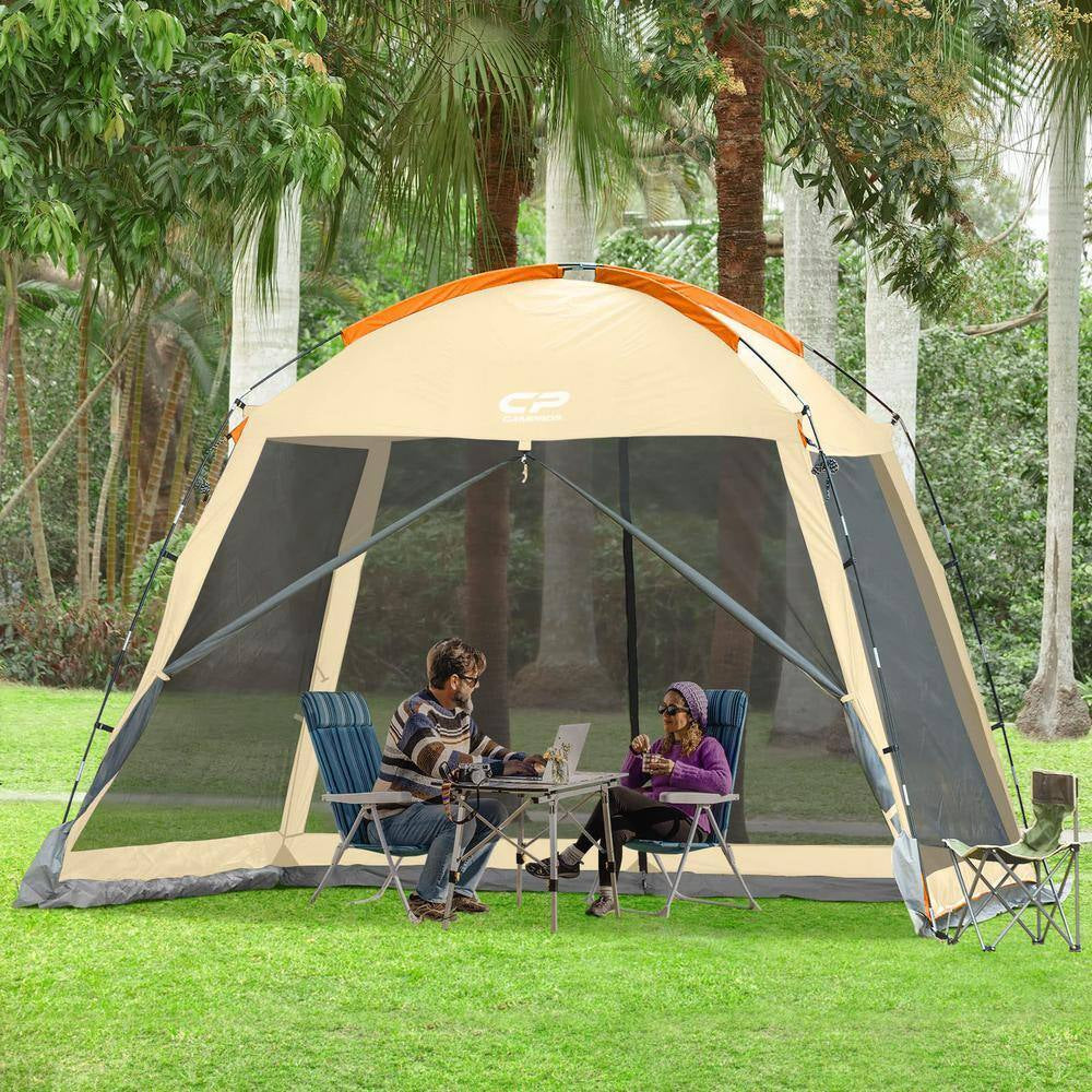 10 X 10 Ft. Mesh Net Wall Canopy Screen Dome Tent in Khaki UV Protect for Camping