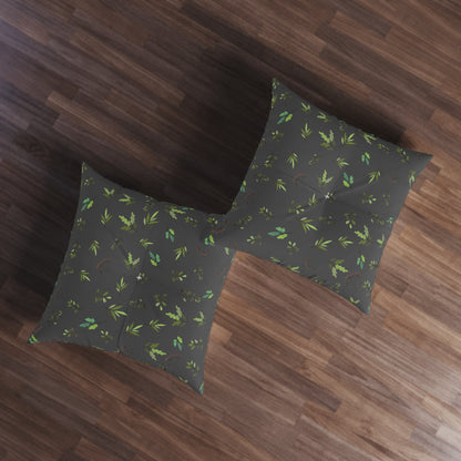 Square Floor Pillow - Green Leaves Design