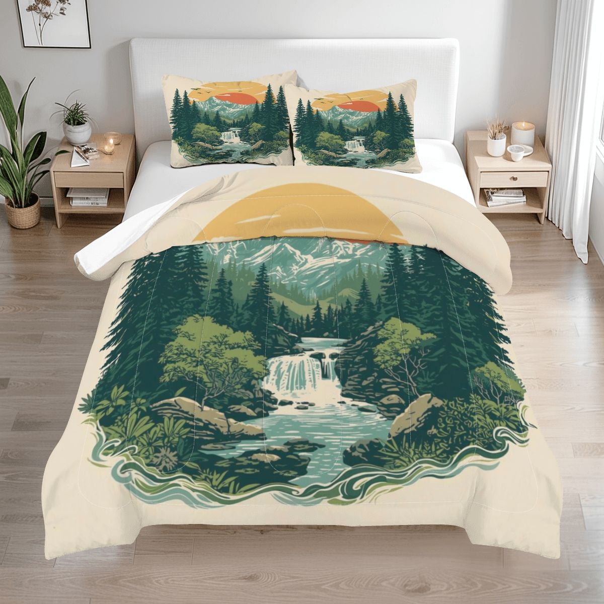 Rustic Mountain Falls Comforter Set - King, Queen, Full, & Twin Sizes Available