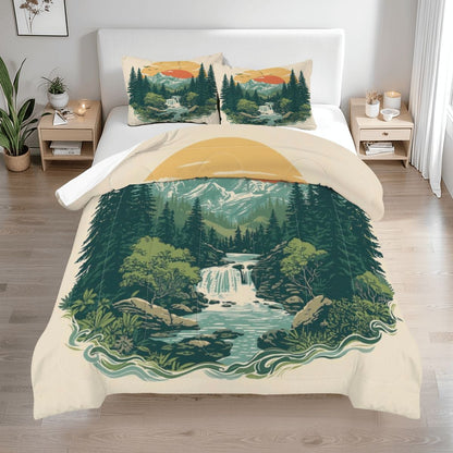 Rustic Mountain Falls Comforter Set - King, Queen, Full, & Twin Sizes Available