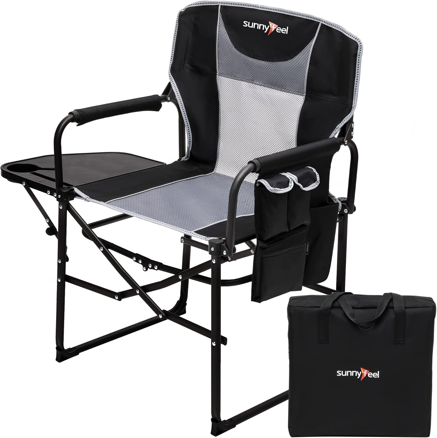 Camping Directors Chair, Heavy Duty,Oversized Portable Folding Chair with Side Table, Pocket for Beach, Fishing,Trip,Picnic,Lawn,Concert Outdoor Foldable Camp Chairs