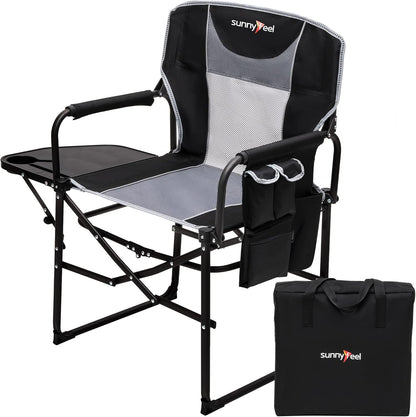 Camping Directors Chair, Heavy Duty,Oversized Portable Folding Chair with Side Table, Pocket for Beach, Fishing,Trip,Picnic,Lawn,Concert Outdoor Foldable Camp Chairs