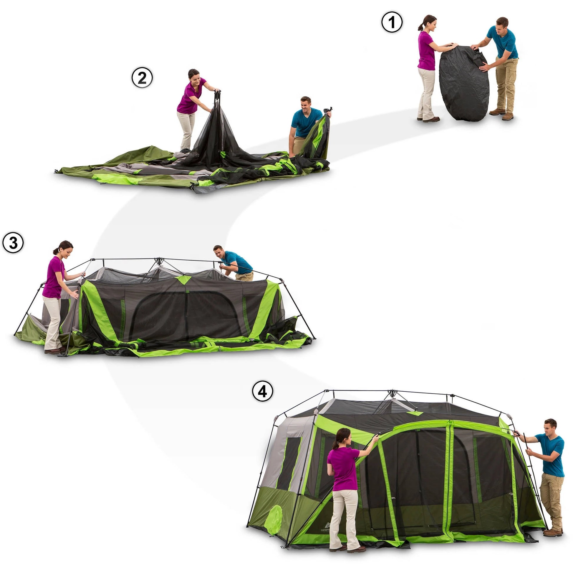 14' X 13.5' 9 Person 2 Room Instant Cabin Tent with Screen Room, 40.8 Lbs