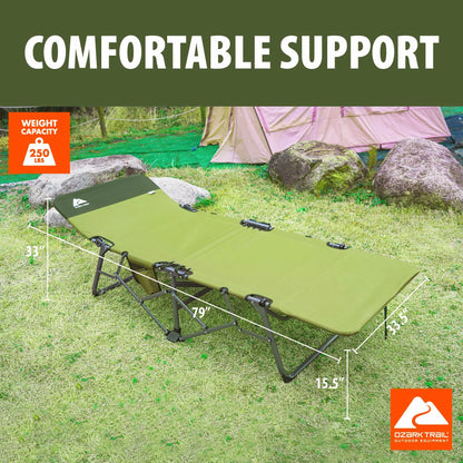Adult Quick Fold Speedy Camp Cot, Green, 79"X 33" X 16"
