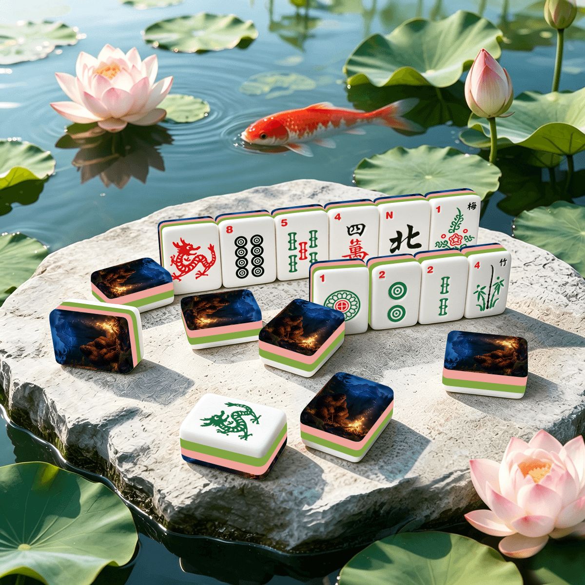 4 Layer Mahjong Tiles Set - Multiple Style Available