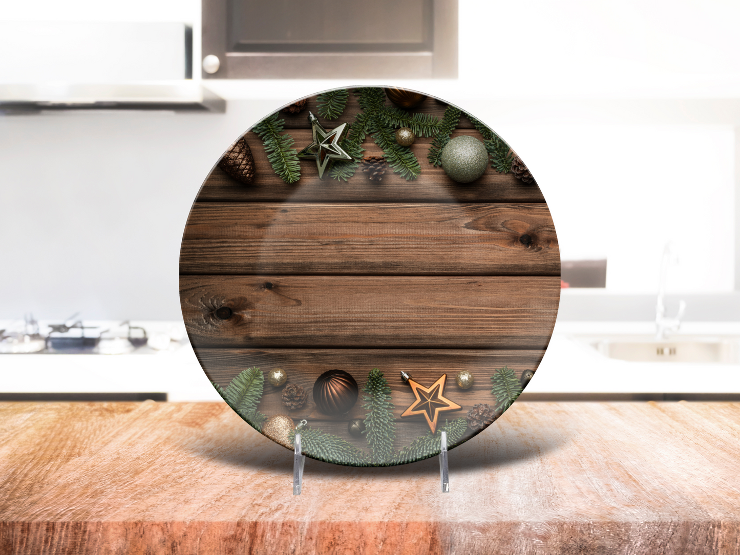 Rustic Garland Christmas Plate