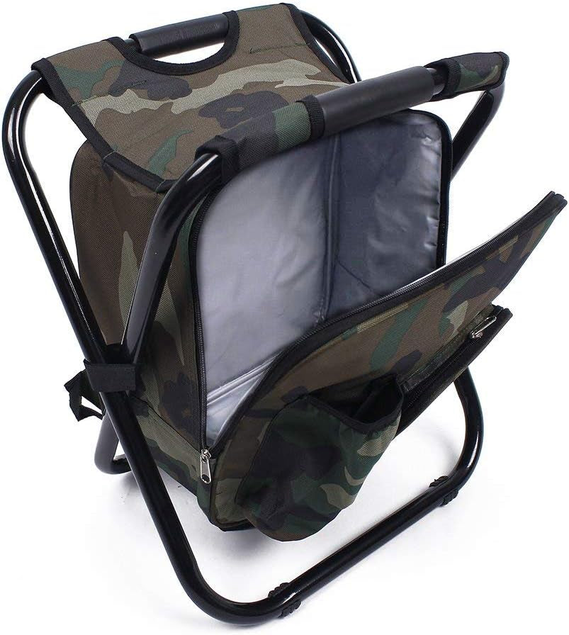 INBESK Folding Camping Chair Stool Backpack, with Cooler Insulated Picnic Bag, Hiking Camo Ultralight Seat Table Bag Camping Gear for Outdoor Indoor Fishing Travel Beach BBQ (Camouflage)