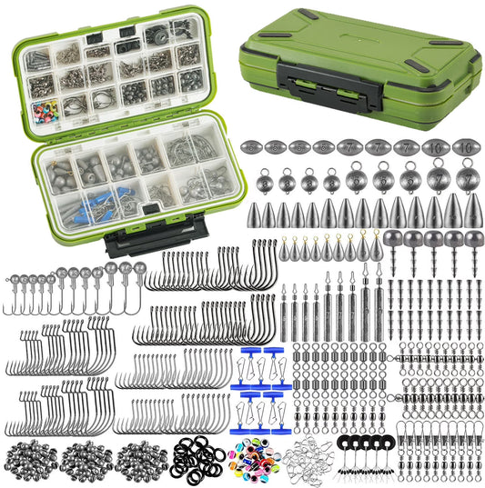 397Pcs Fishing Accessories Kit, Organized Fishing Tackle Box with Tackle Included, Fishing Hooks, Fishing Weights Sinkers, Swivels, Beads, Fishing Gear Set Equipment for Bass Trout