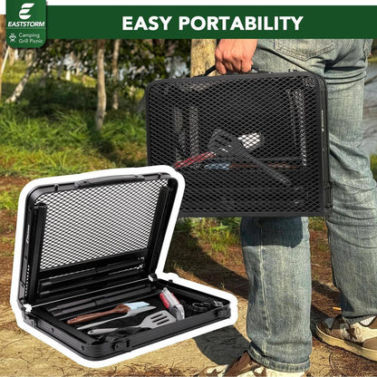 23.6 In. L X 15.8 In. W Black Rectangular Metal Outdoor Portable Folding Picnic Tables for Easy Storage, Small Size