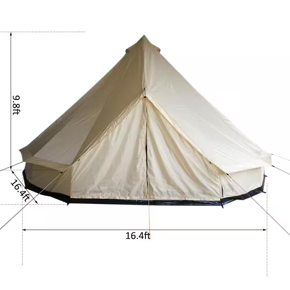 10-Person Polyester Camping Yurt Tent with Spacious Interior and Waterproof Cover