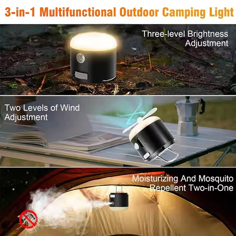 Electric Outdoor Portable LED Light with Ceiling Fan